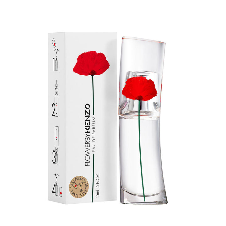 15 ml faceted glass poppy-shaped bottle — refillable floral-oriental perfume