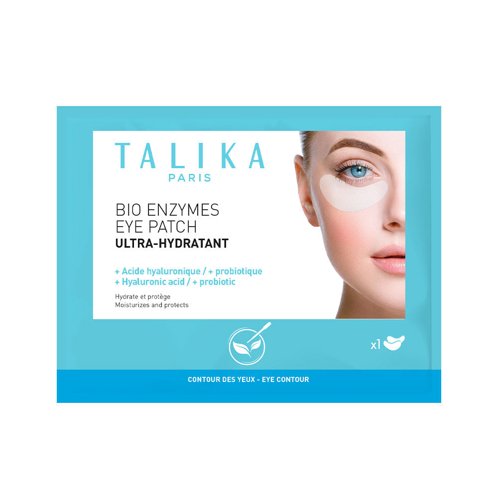 Single‑use biocellulose eye patch sachet with clear gel patch visible