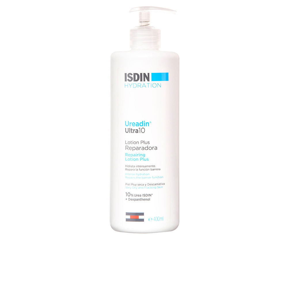 400 ml pale cream lotion bottle labelled Urea 10% reparative body lotion, Unisex