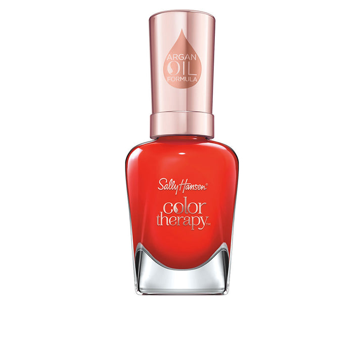 Bottle of glossy red nail polish, 14.7 ml, argan oil formula, Treat Yourself range
