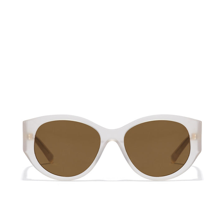 Unisex black polished acetate sunglasses with triangular temples and black lenses