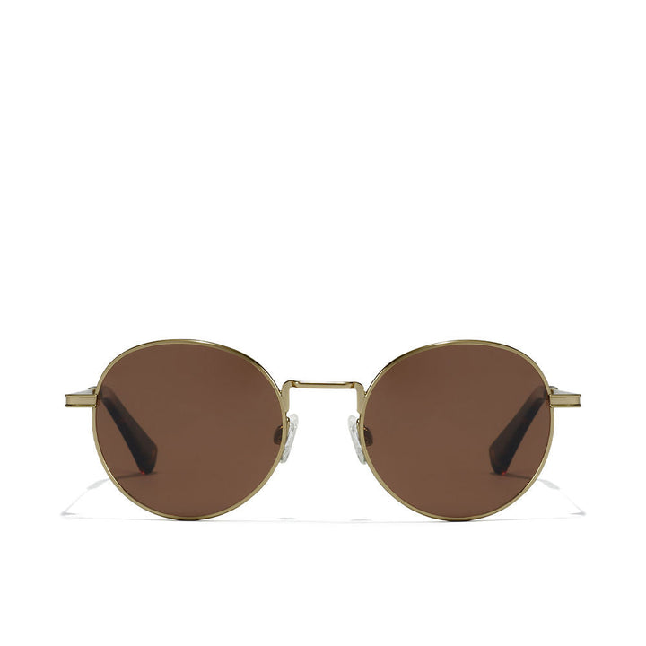Matte black round metal sunglasses with polarised dark lenses, Unisex
