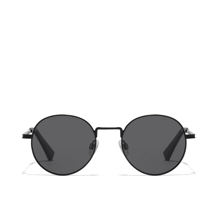 Matte black round metal sunglasses with polarised dark lenses, Unisex