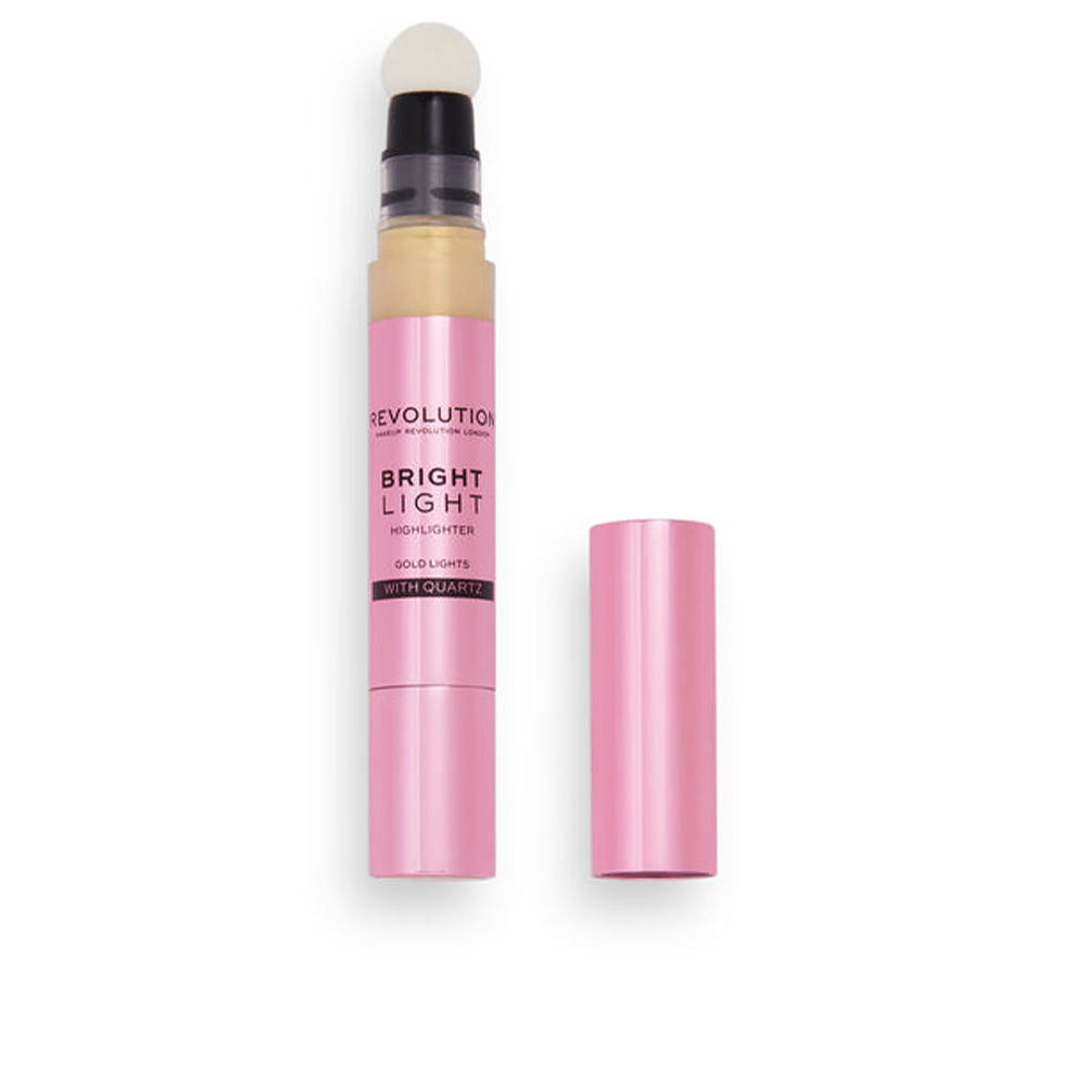 3 ml gold-liquid highlighter tube with sponge applicator, quartz-infused shimmer