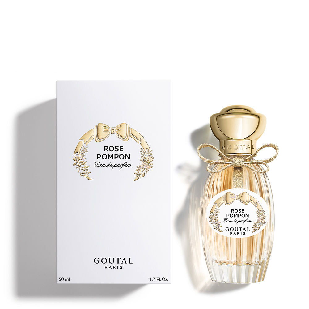Glass perfume bottle with gilt cap, Rose Pompon Eau de Parfum 100 ml