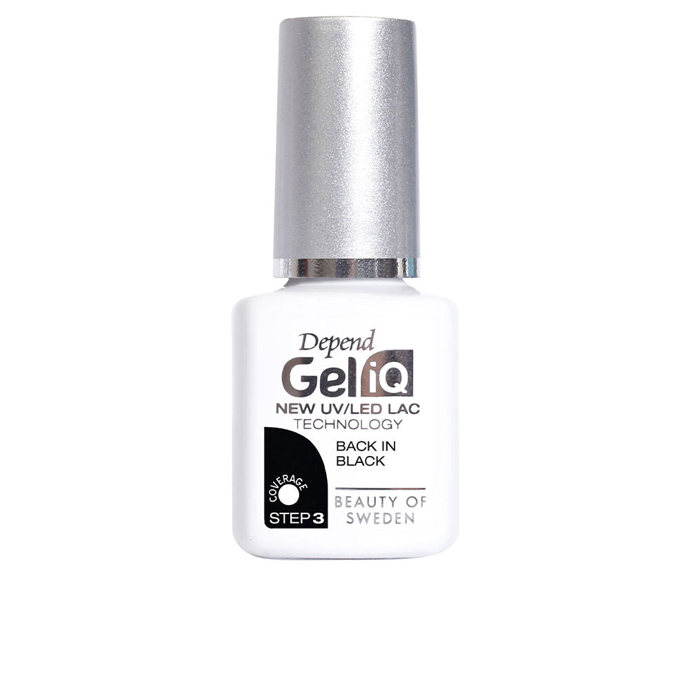 5 ml black semi-permanent gel nail polish bottle with precision brush, LED-curable