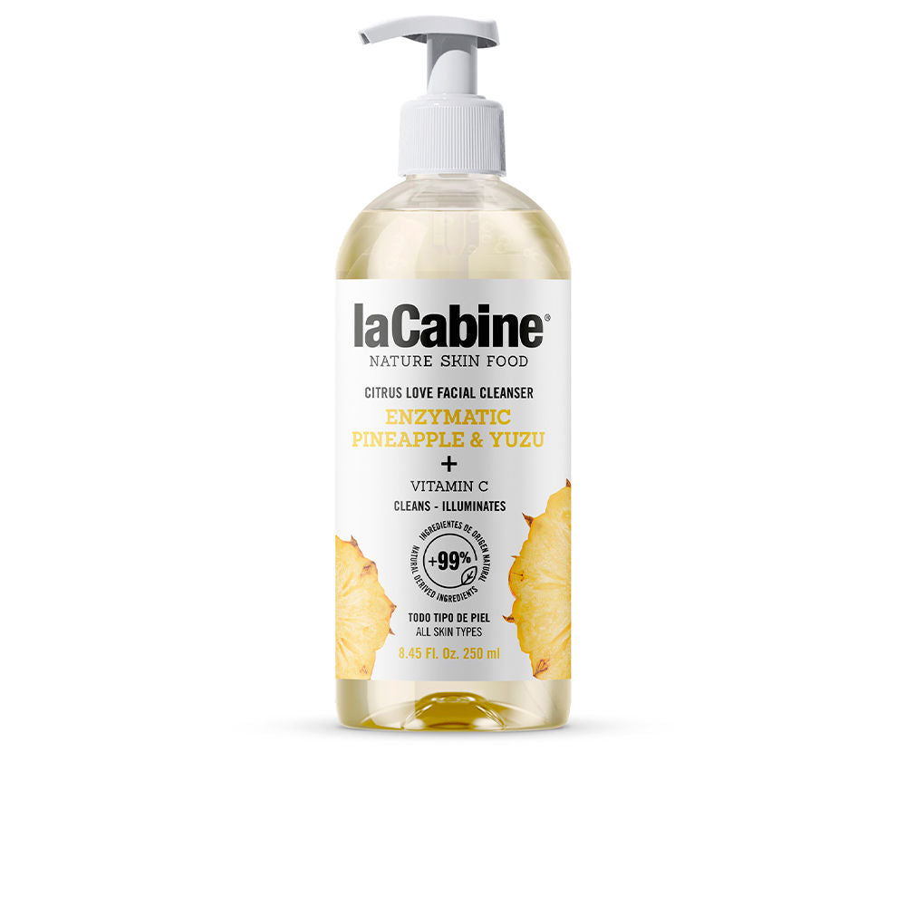 250 ml translucent pump bottle of citrus enzymatic facial cleanser