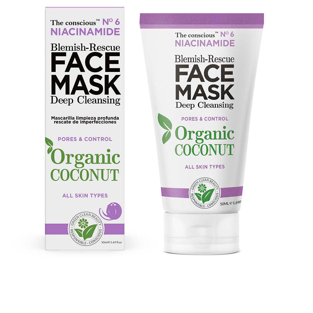 50 ml tube of niacinamide clay mask in white tube, 50 ml label visible