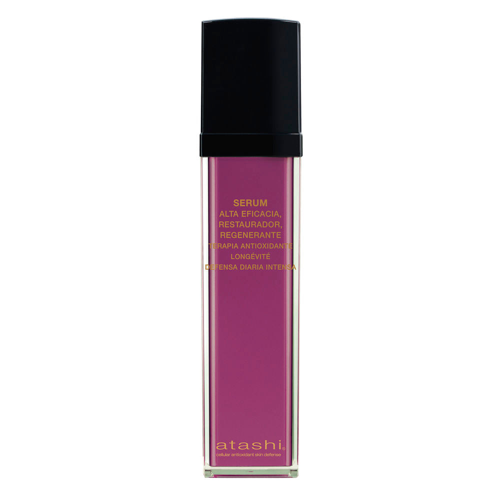 50 ml antioxidant serum bottle with velvety fluid, botanical extracts featured