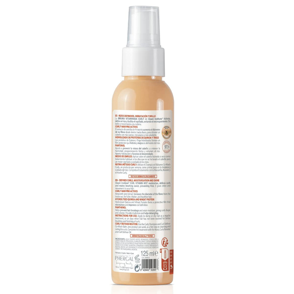 125 ml clear spray bottle for curly hair; hydrating curl mist