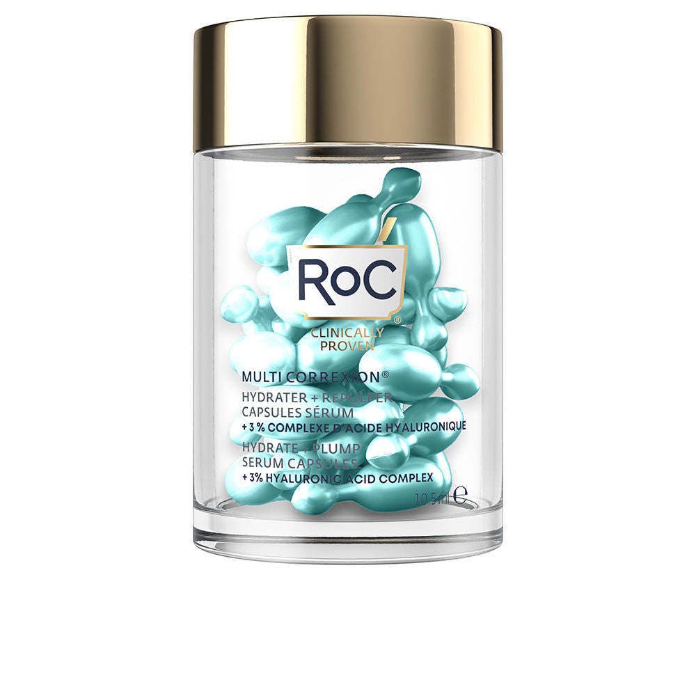 Pack of individual clear biodegradable serum capsules for skin plumping and hydration