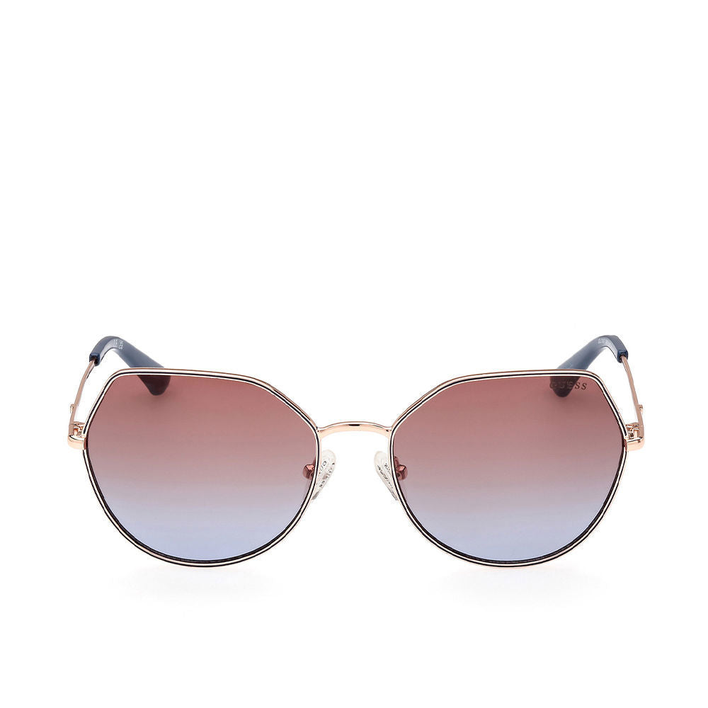 Rose‑gold metal aviator sunglasses with slim temples, 140 mm lens width, adjustable nose pads