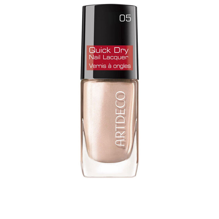 Small 10 ml bottle of quick‑dry nail polish with deep colour and smooth finish