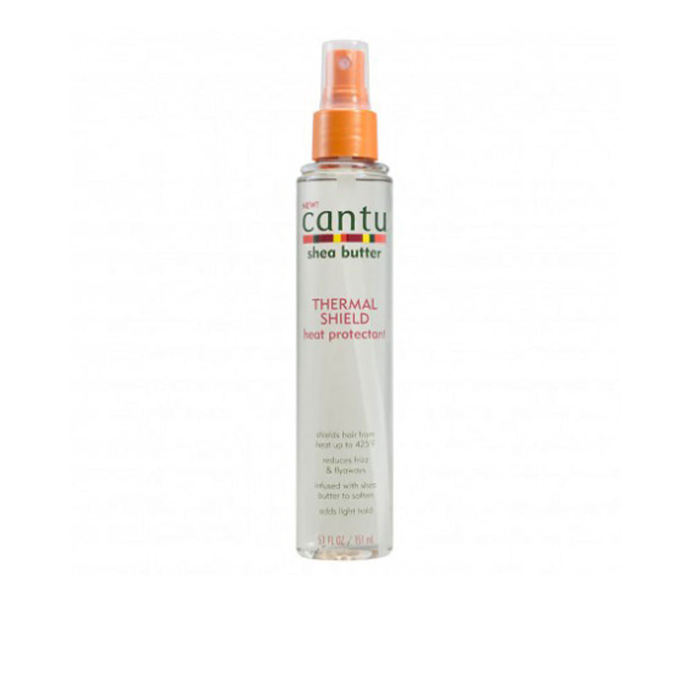 Bottle of shea butter heat protectant spray, 151 ml, fine mist