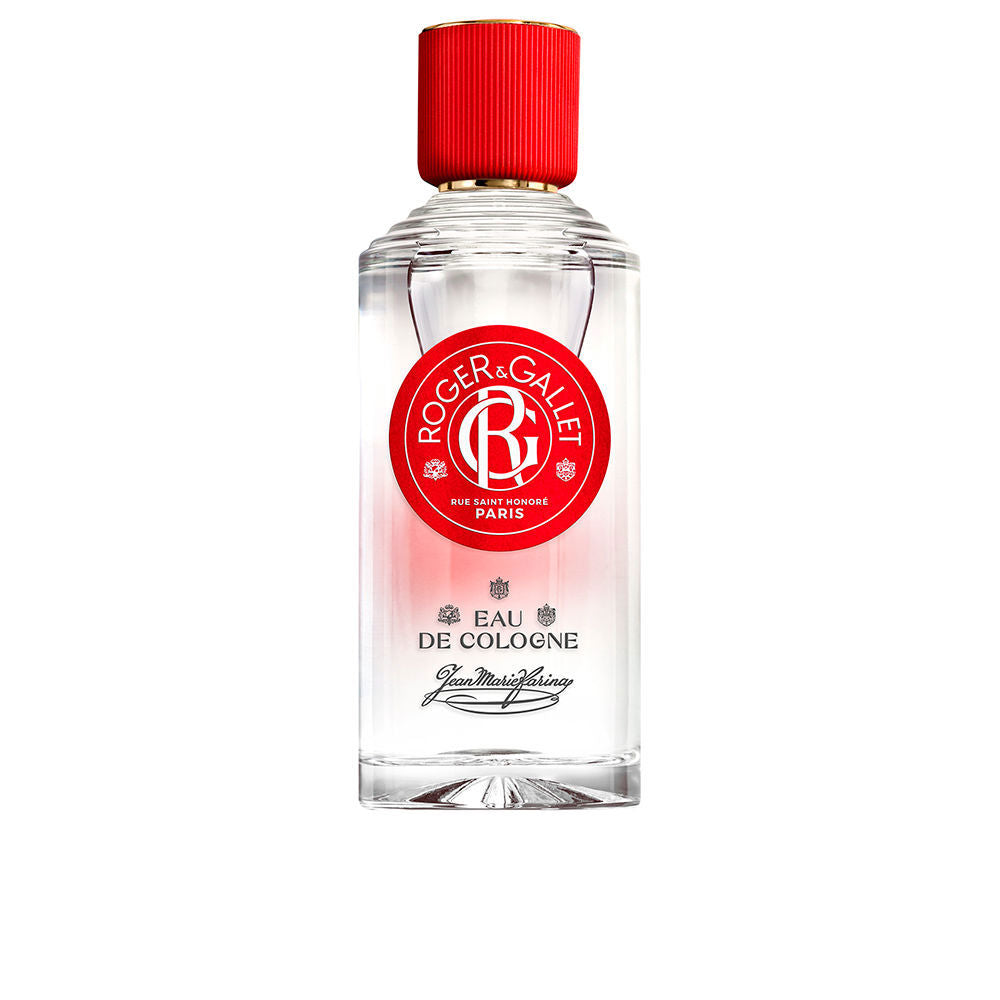 Clear 100 ml glass bottle of Jean Marie Farina citrus Eau de Cologne, Unisex