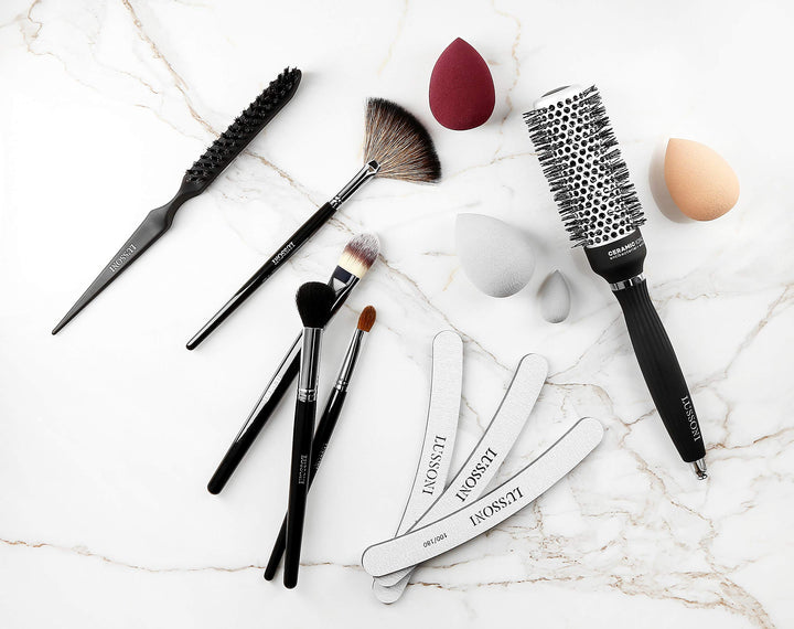33 mm ceramic round styling brush with nylon bristles and lightweight handle