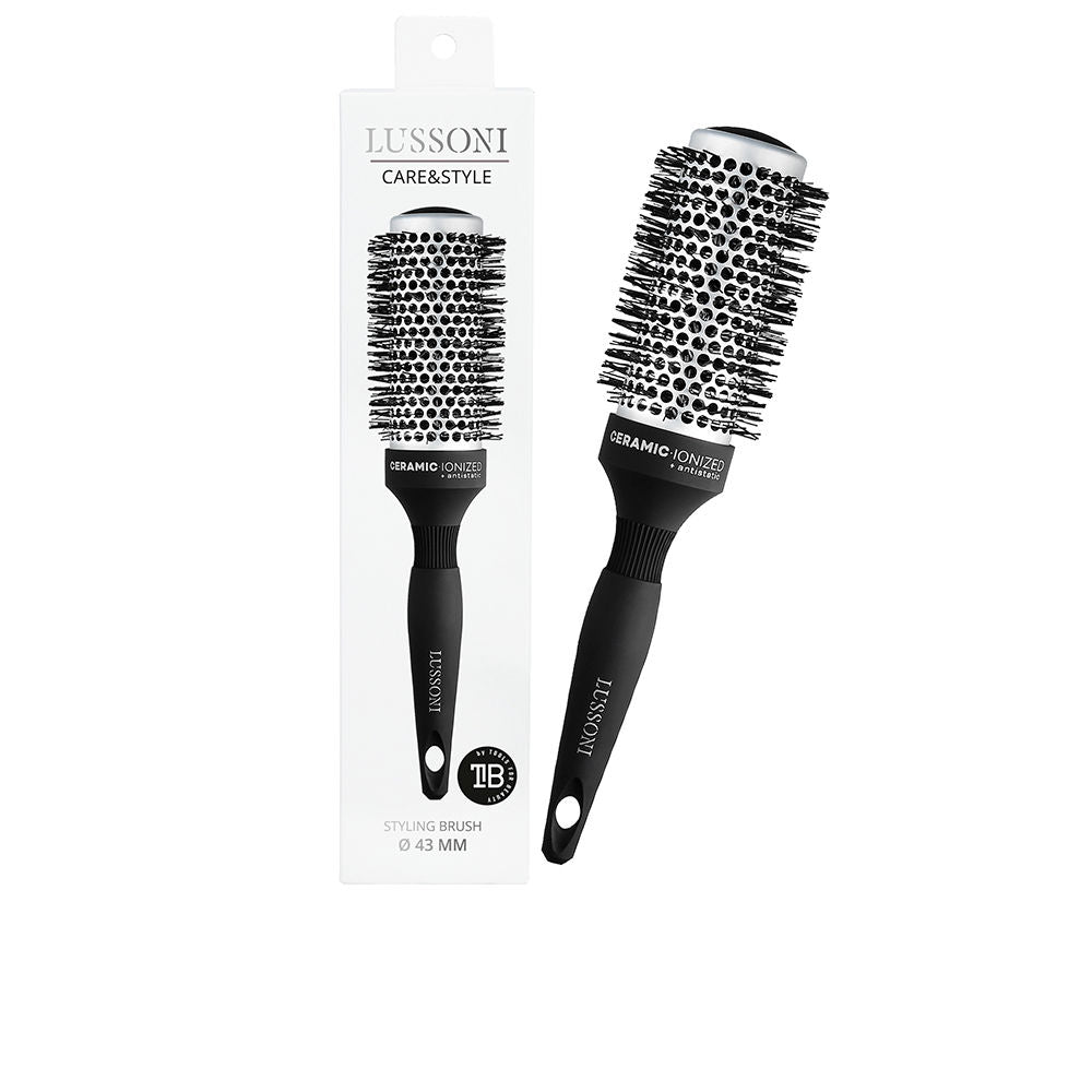 43mm ceramic round hair brush with nylon bristles and slim handle