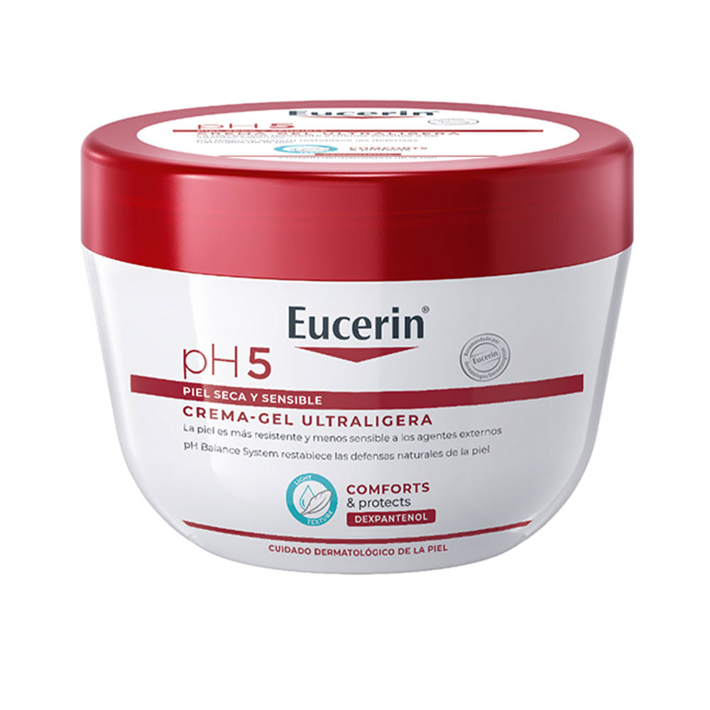 350 ml tub of ultra-light gel-cream in pale translucent jar for sensitive skin