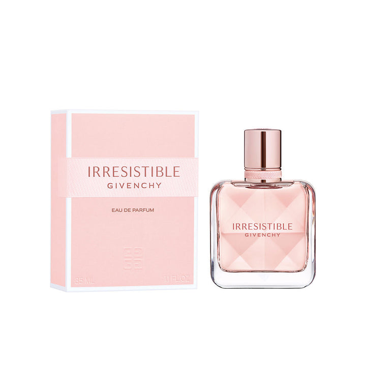 Faceted crystal 125 ml refillable perfume bottle with pink ribbon, floral woody fragrance