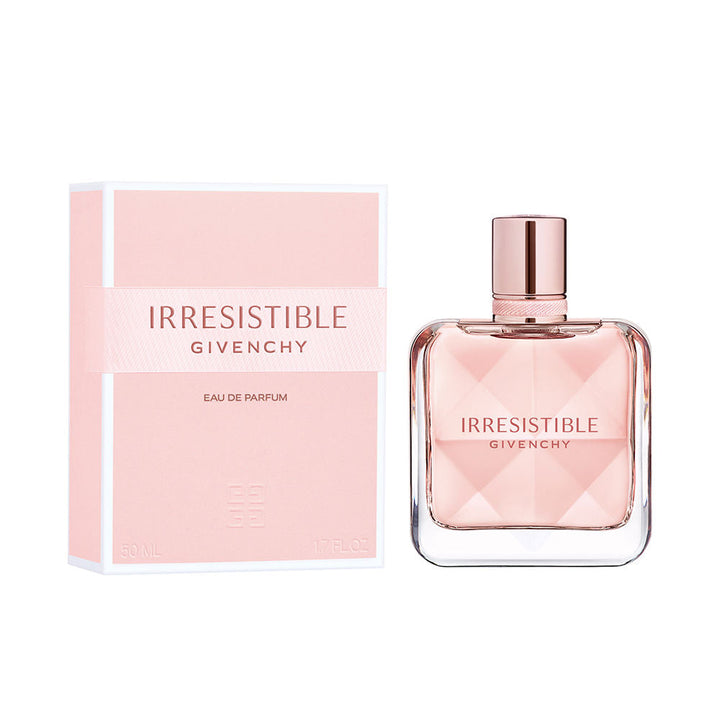 Faceted crystal 125 ml refillable perfume bottle with pink ribbon, floral woody fragrance