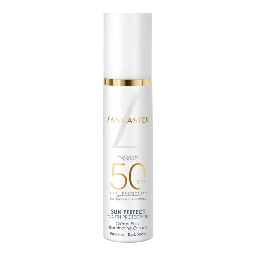 50 ml pump bottle of SPF50 illuminating facial cream, light fluid texture