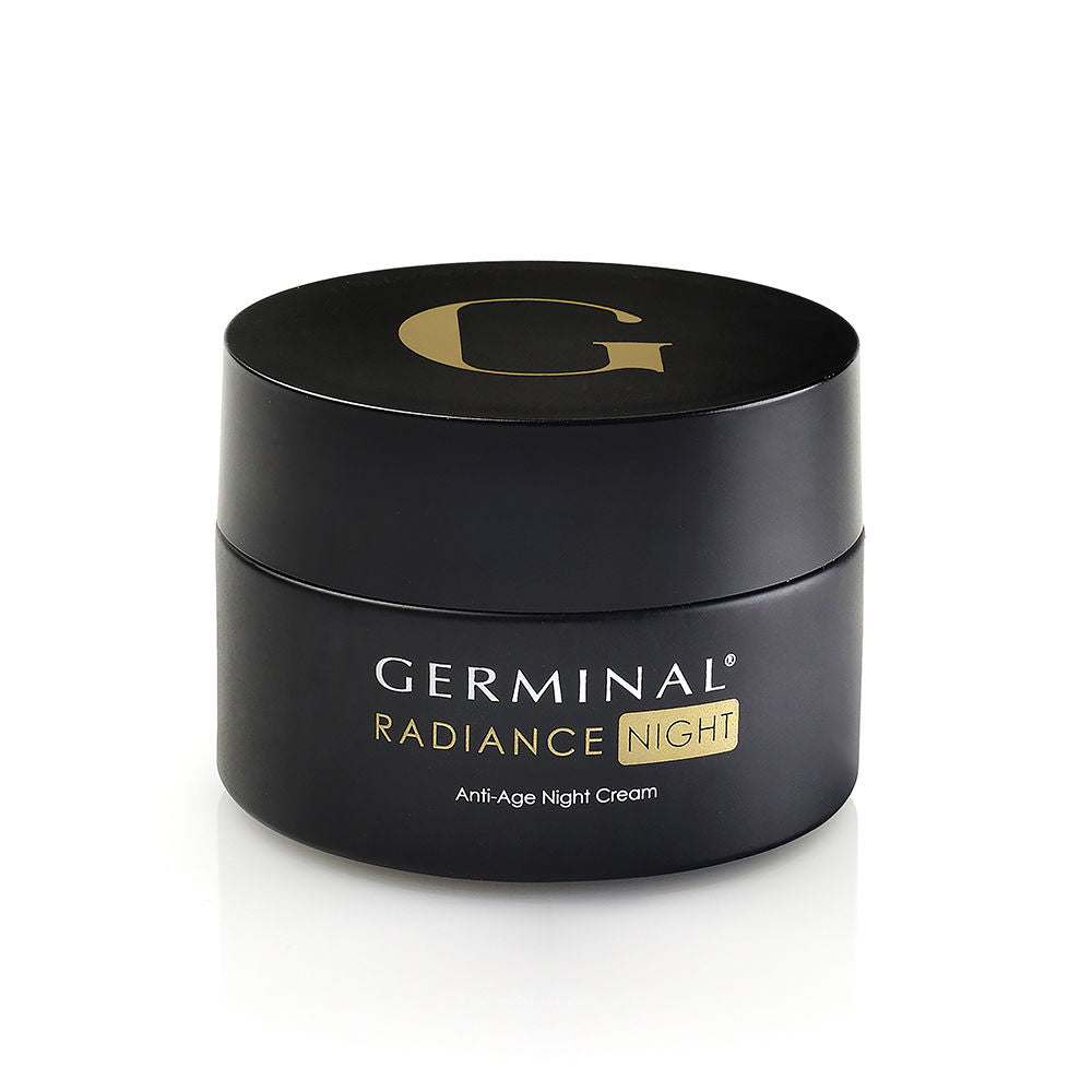 50 ml jar of Radiance Night Repair Cream with white jar and soft cream texture