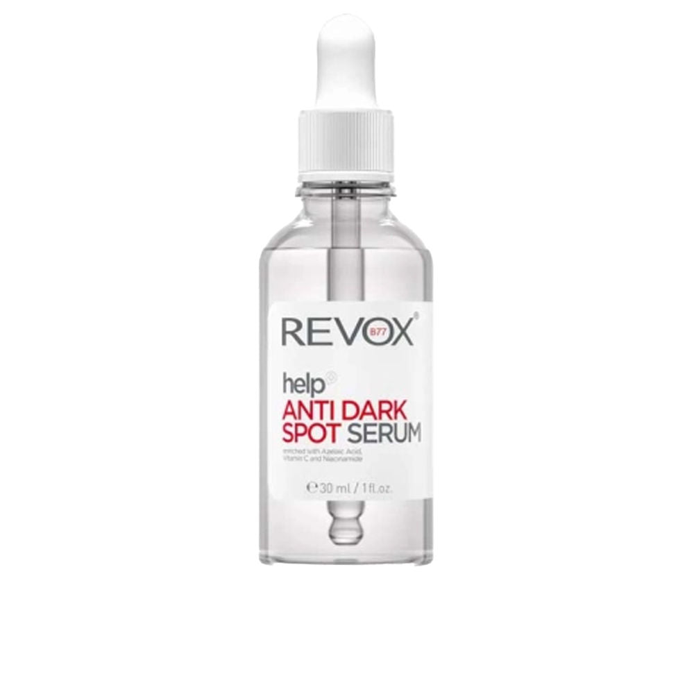 30 ml clear serum bottle with pale amber liquid, anti-dark spot treatment