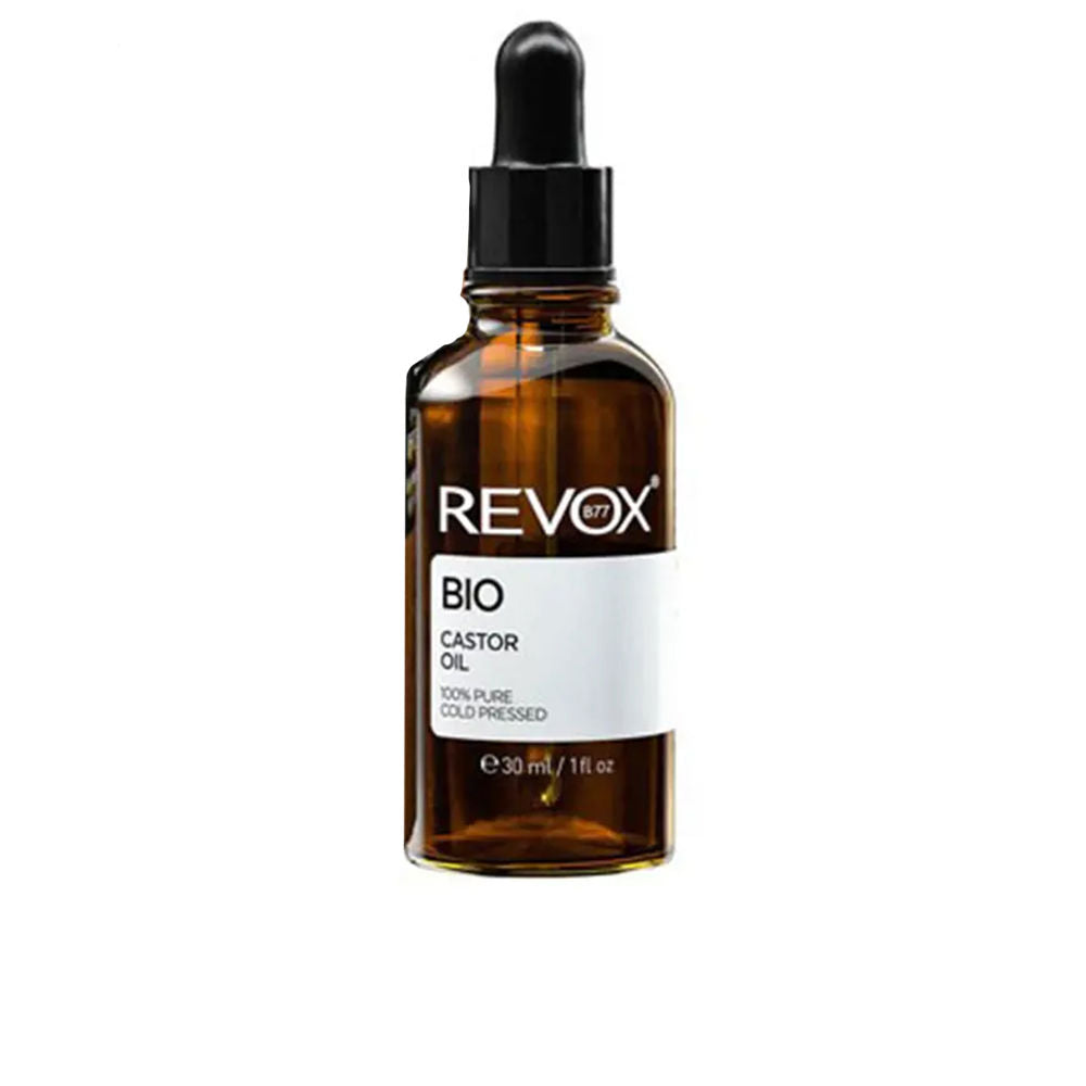30 ml glass bottle of organic castor oil for hair, lashes, brows and skin