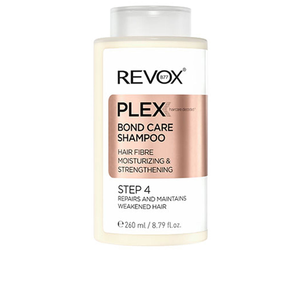 260 ml bottle of PLEX Bond Care repairing shampoo for treated hair, Step 4