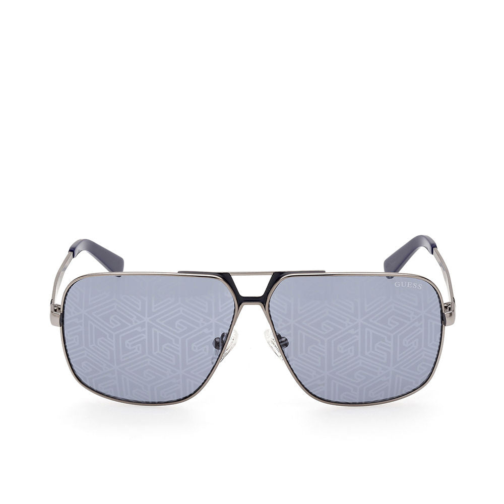 Matte metal aviator sunglasses with blue lenses, 61mm lenses, 140mm temples
