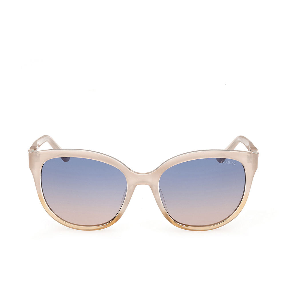 Gloss beige round sunglasses with gradient smoked lenses, 56/18/135 mm