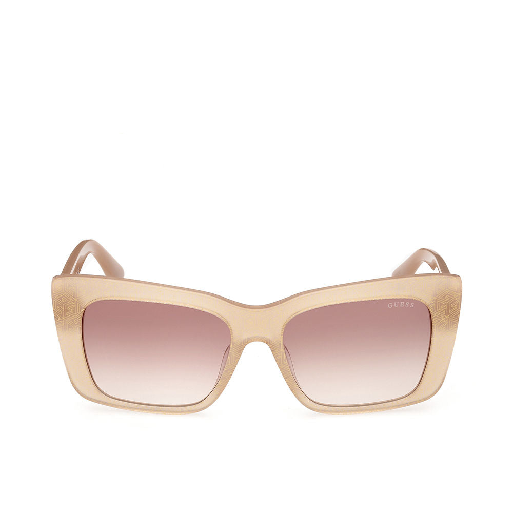 Glossy beige rectangular sunglasses with brown gradient lenses, 55 mm lenses, 140 mm temples