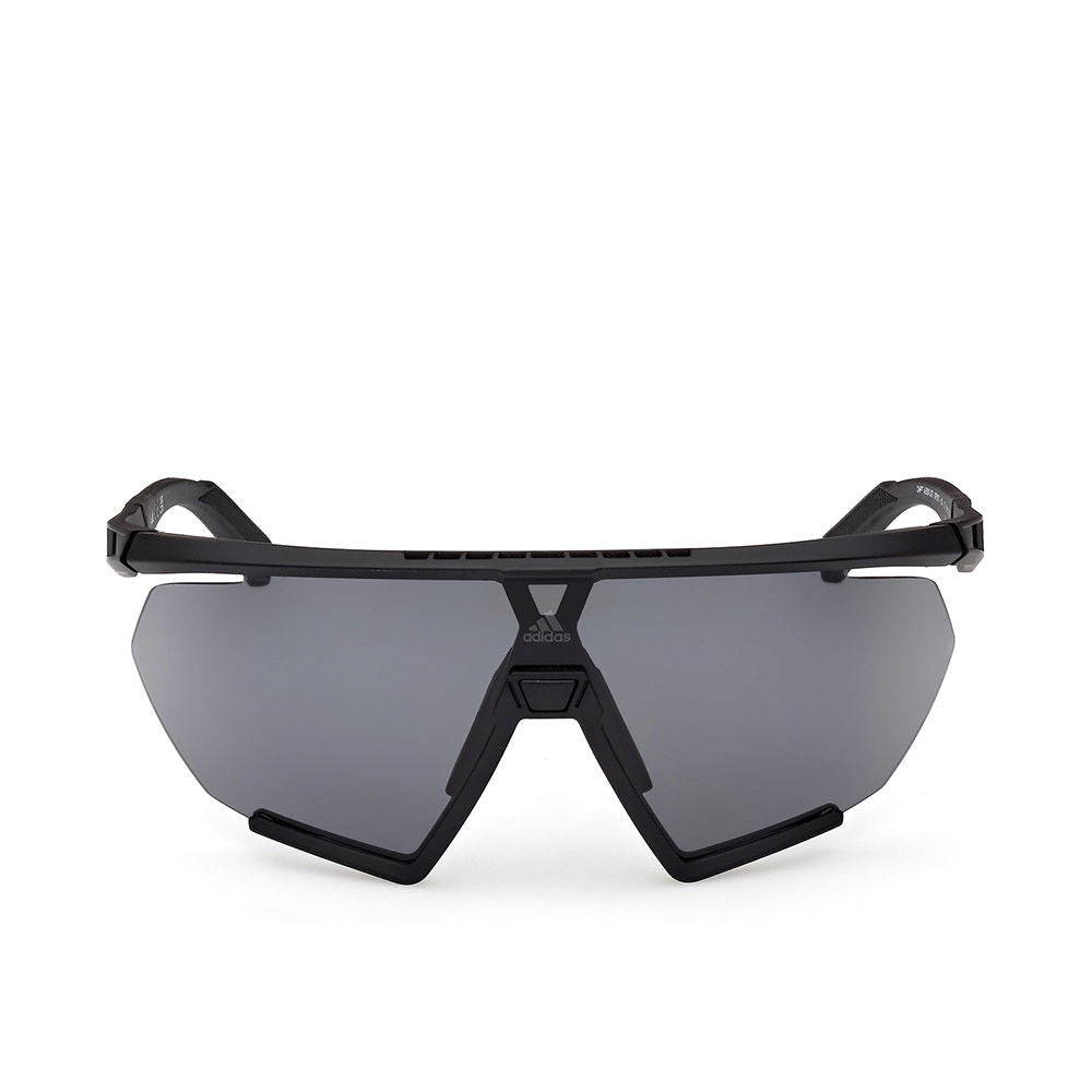 Matte-black geometric sport sunglasses with smoke-grey lenses, 50mm lenses, 135mm temples