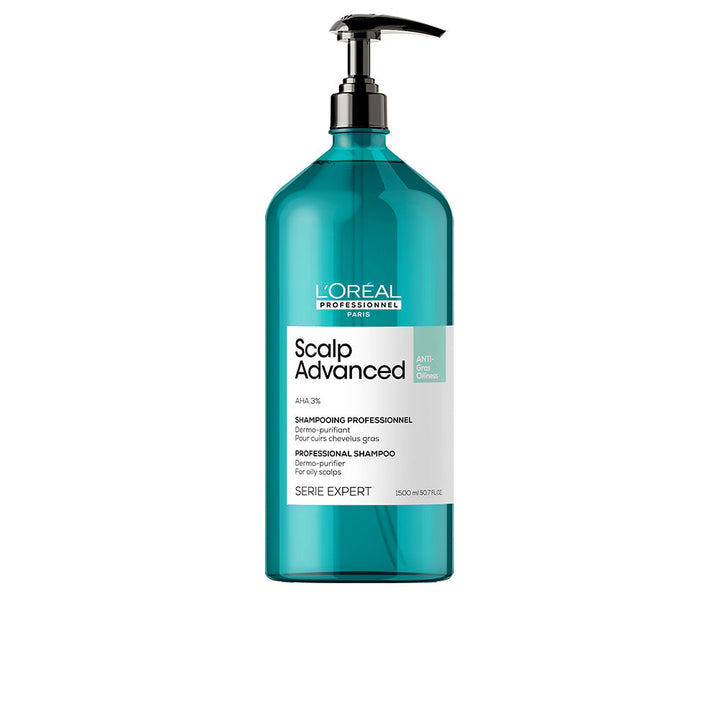 Tall 1.5 L clear shampoo bottle for oily scalp, refillable, silicone‑free