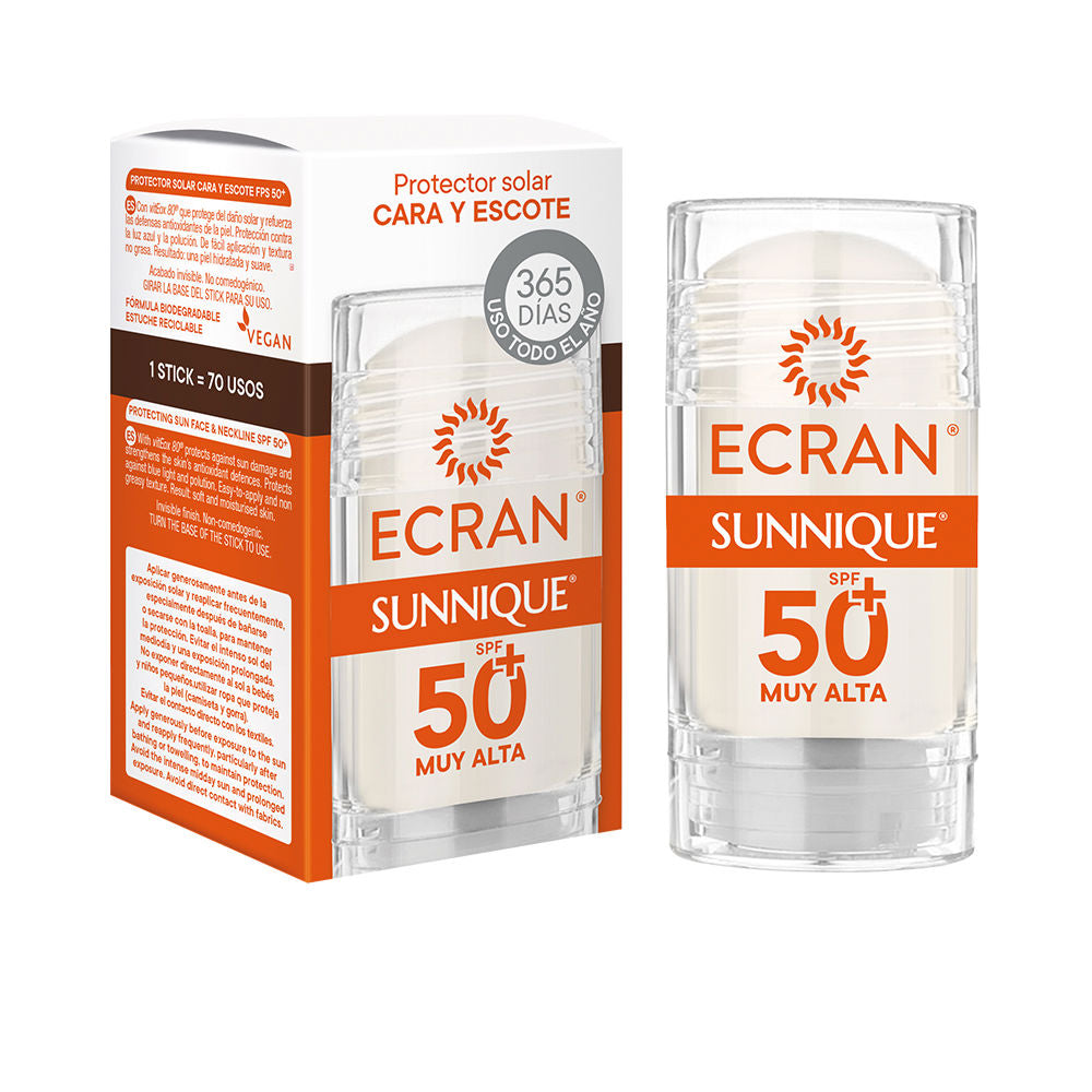 Slim SPF 50+ sunscreen stick in pale ivory, travel size 30 ml