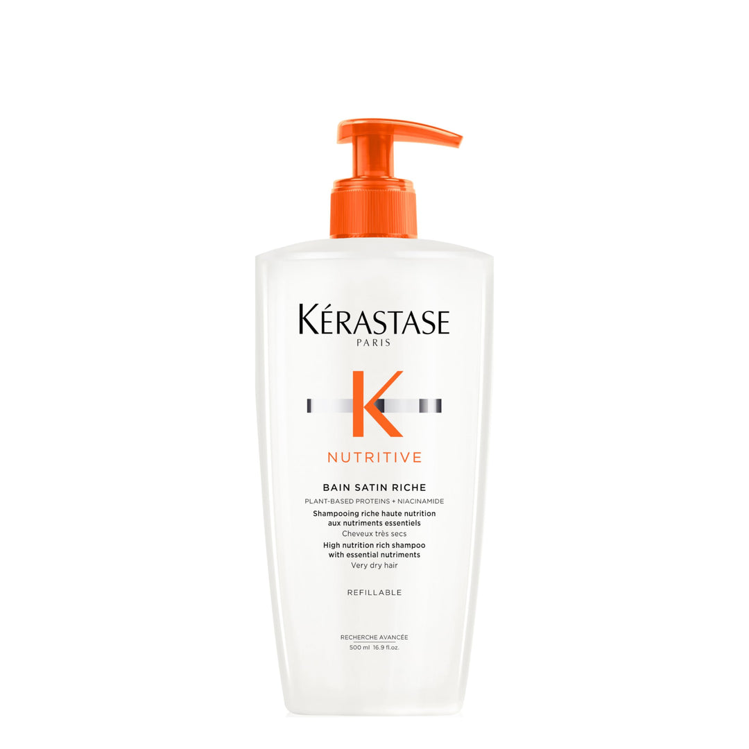 500 ml refillable shampoo bottle for coarse, dry hair with pump