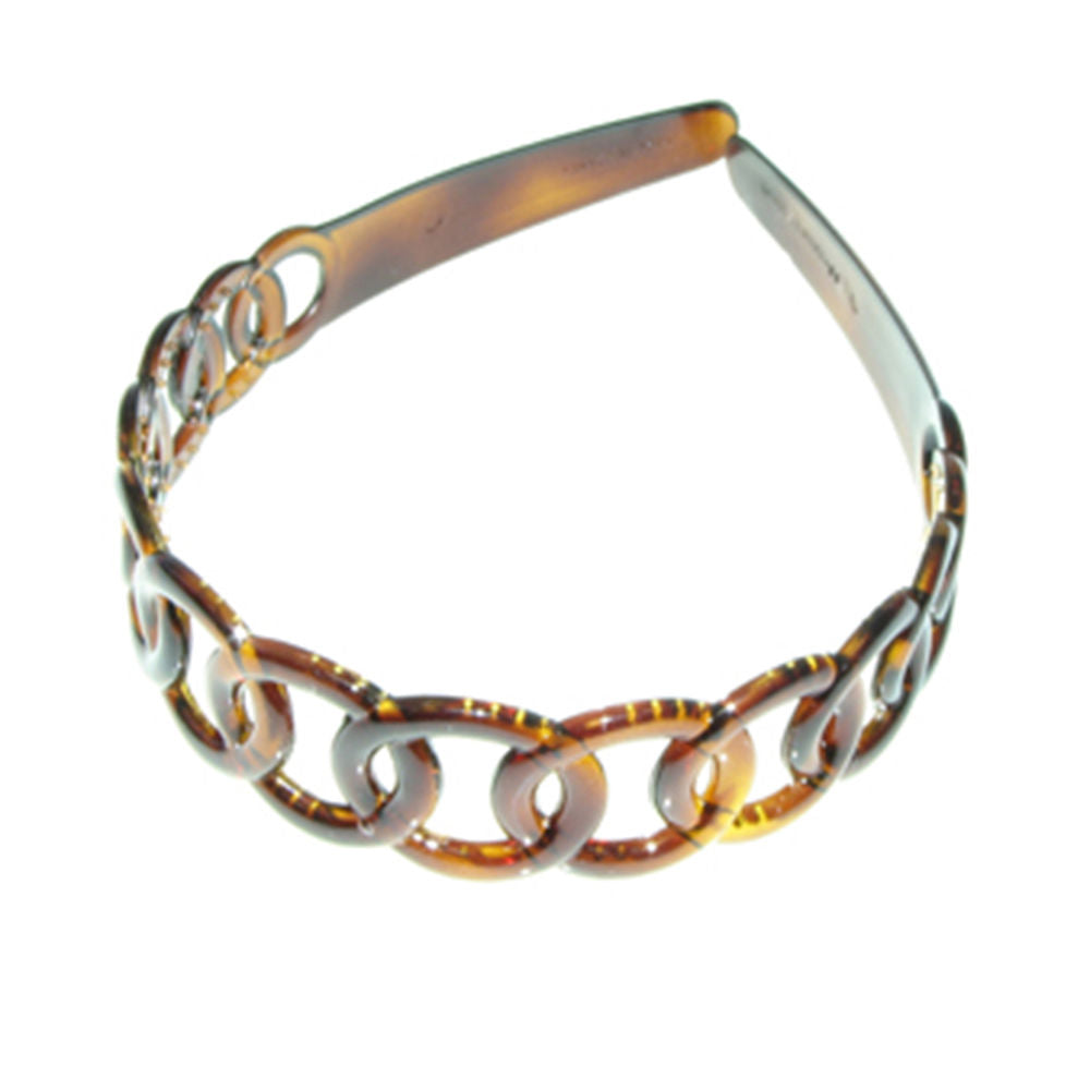 Wide brown Inca headband with French shell design and inner teeth, 2 cm wide