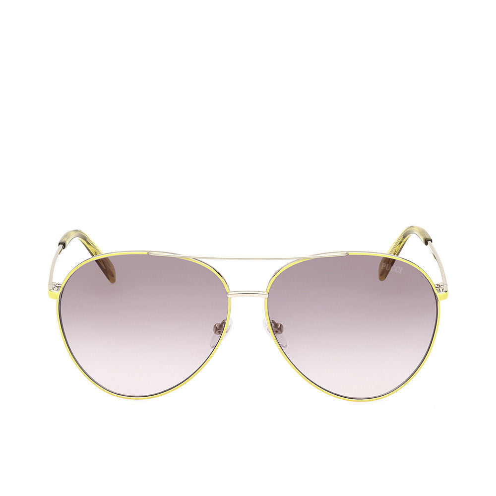 Yellow metal aviator sunglasses with 63 mm gradient brown lenses, 13 mm bridge