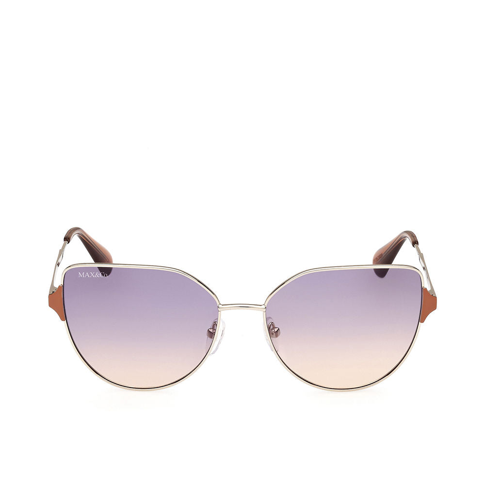 Gold metal cat‑eye sunglasses with violet gradient mirrored lenses, 57 mm