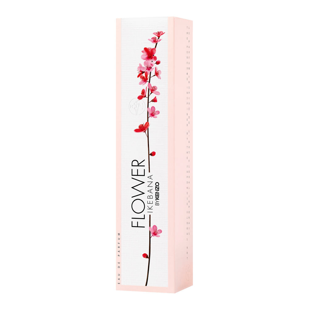 40 ml glass perfume bottle with sakura motif and recyclable crystal cap, floral-woody scent