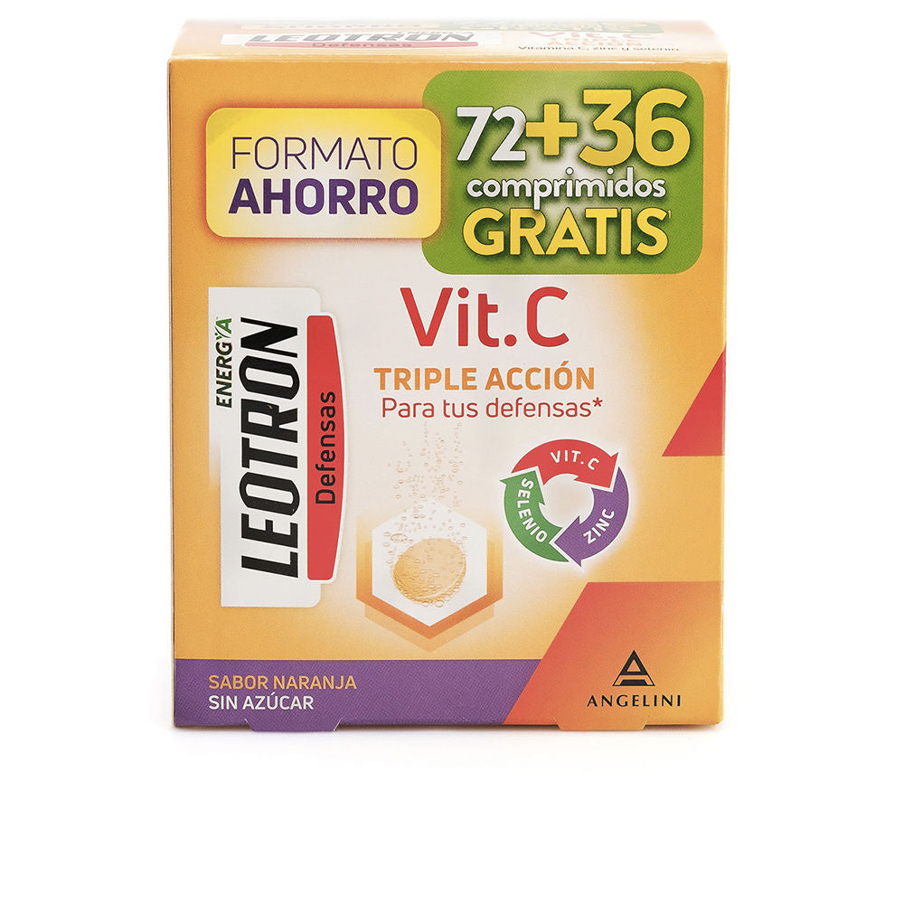 Tub of 54 orange effervescent vitamin C tablets with zinc, pack label visible