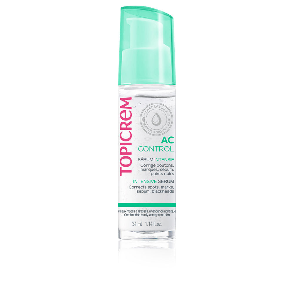 30 ml pump bottle of acne-control night serum, clear gel formula
