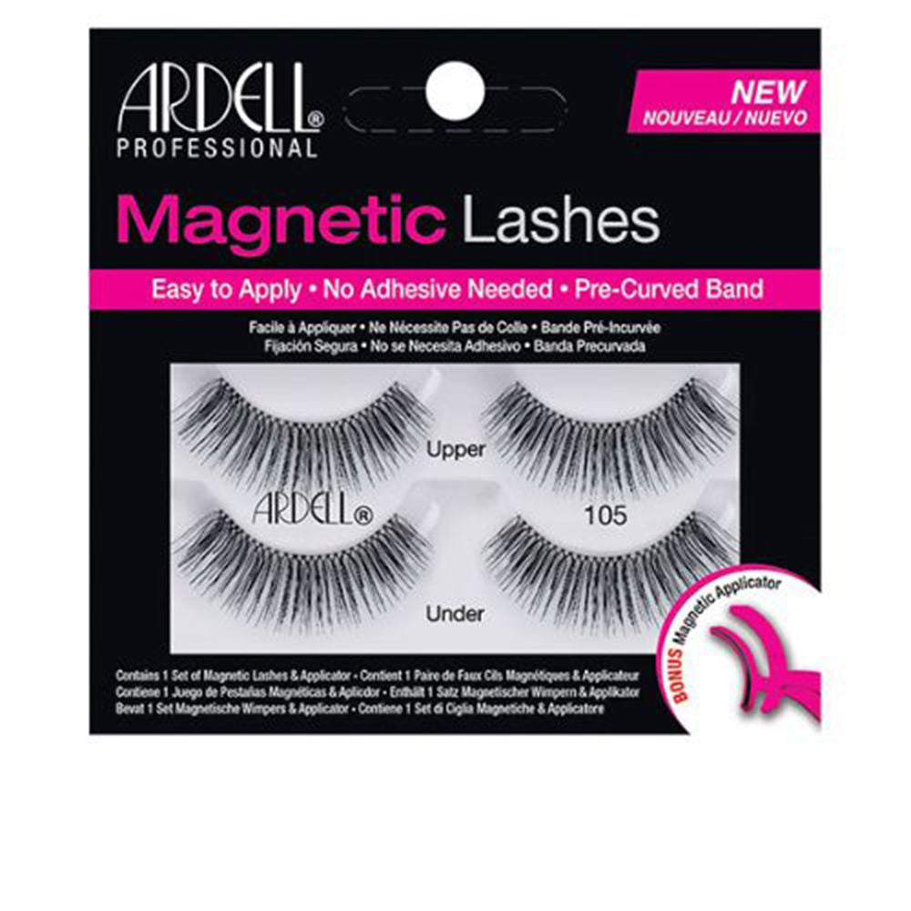 Pair of segmented magnetic synthetic lash strips on white background, style 113