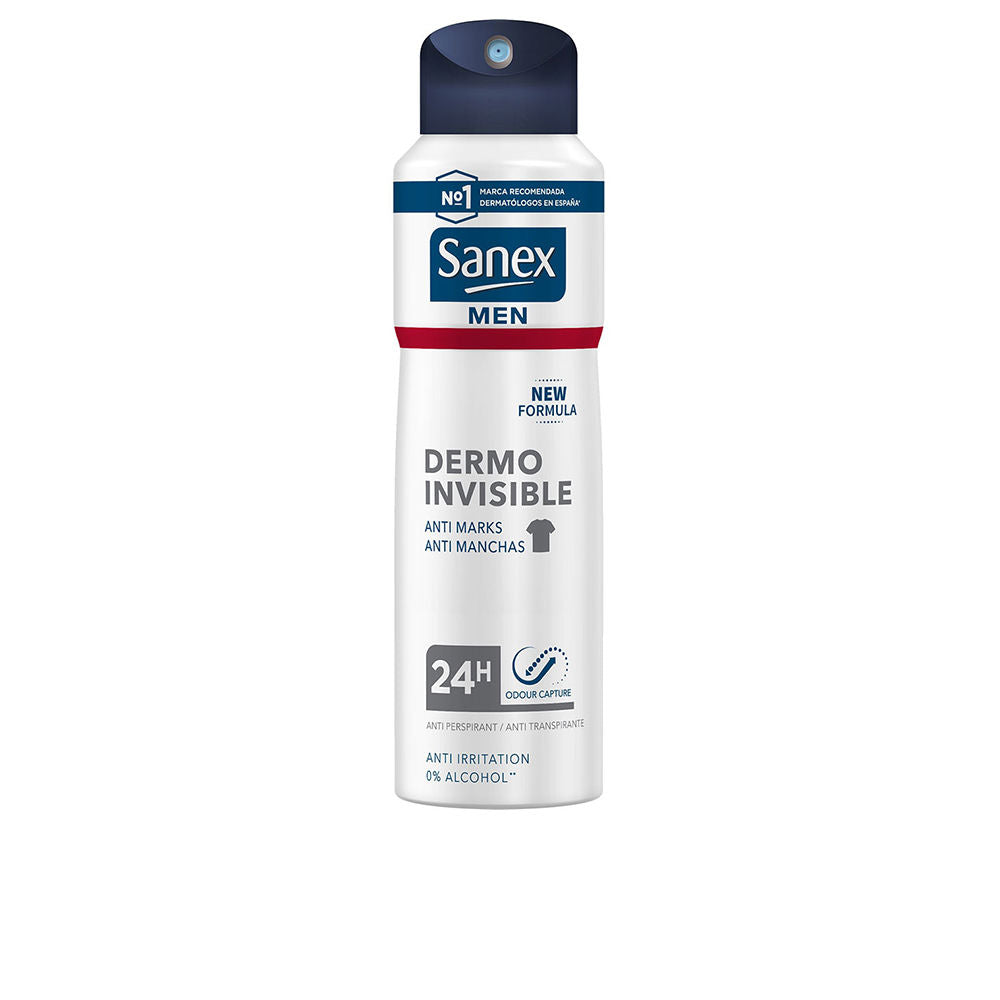 Sanex Invisible Dermo Men deodorant spray bottle, fresh and no‑marks protection