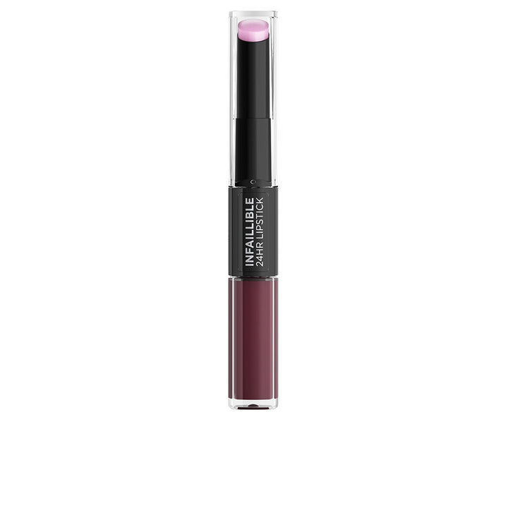 Cream long‑wear lipstick bullet, deep wine shade, 5.7 g packaging