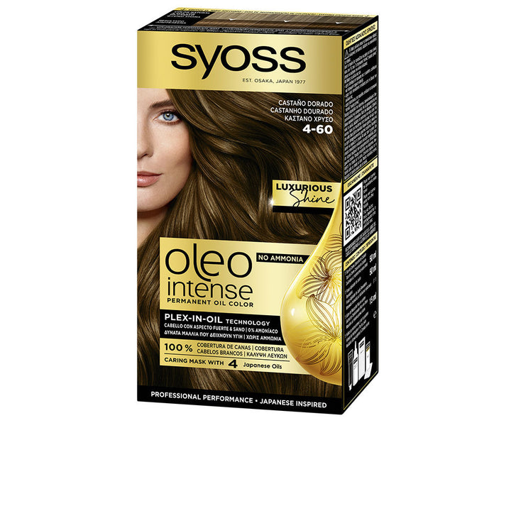 Tube and applicator of Oleo Intense ammonia-free oil-texture hair colour, shade 4-60