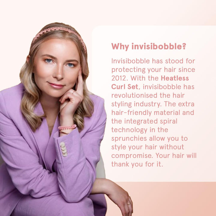 Three-piece fabric heatless curling set, soft covers, flexible cores, packaged kit