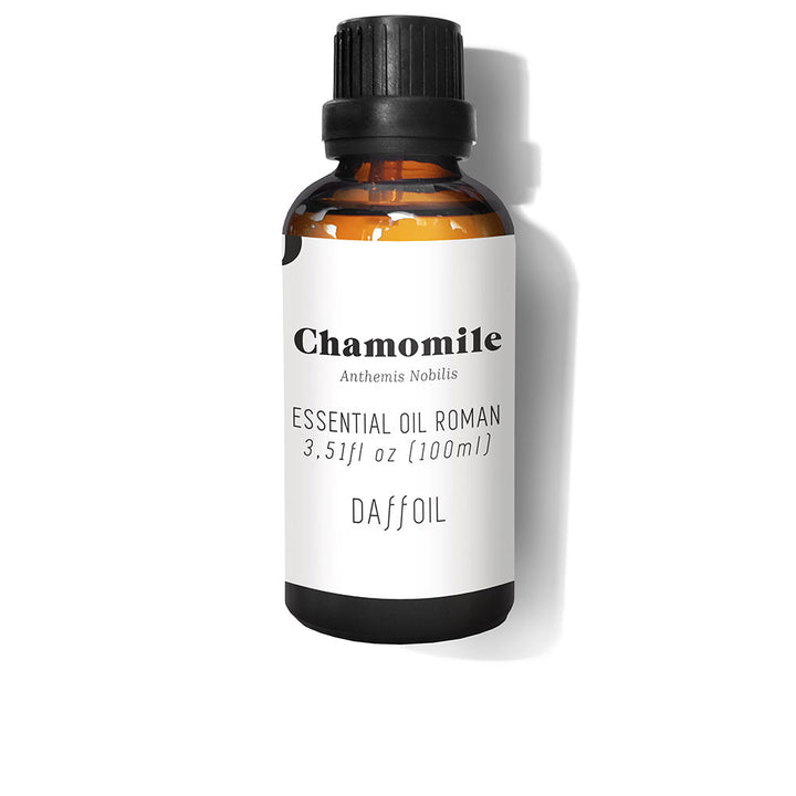 Small amber bottle of Roman chamomile essential oil, 100 ml, labelled organic