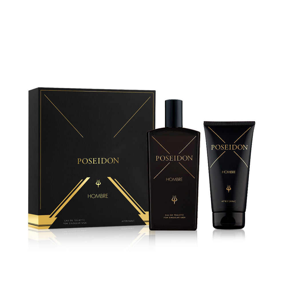 Bottle of Poseidon Gold men's cologne with citrus, spice, and white wood notes