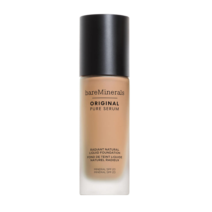 30 ml bottle of light neutral tinted mineral serum foundation with SPF 20